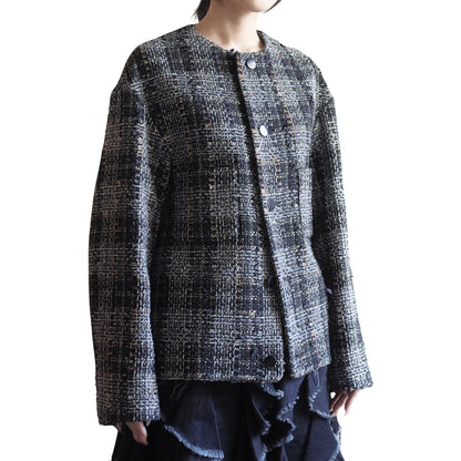 ROUND NECK MARBLE TWEED JACKET