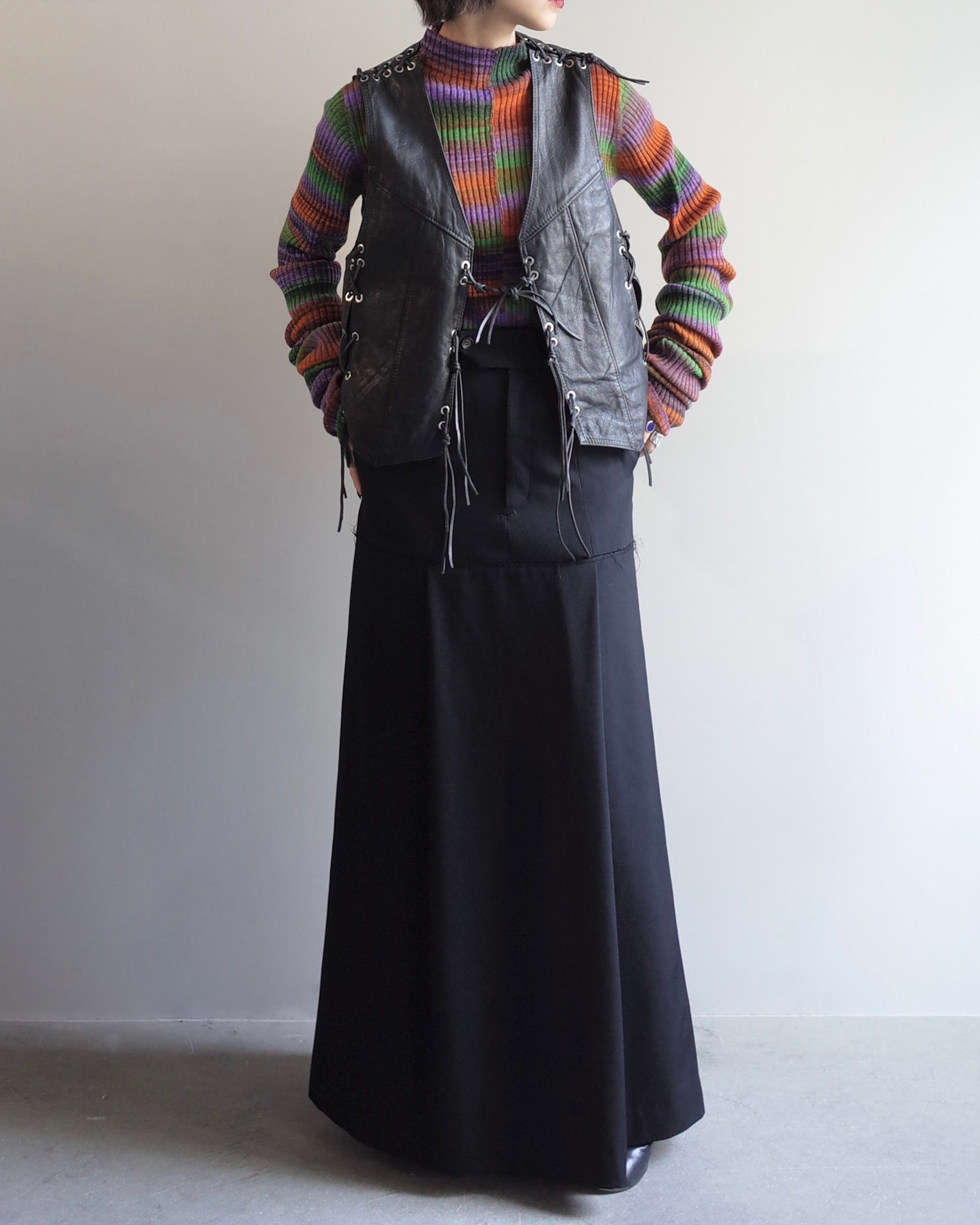 Used / RACE UP LEATHER VEST