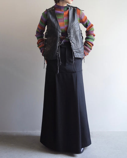 Used / RACE UP LEATHER VEST