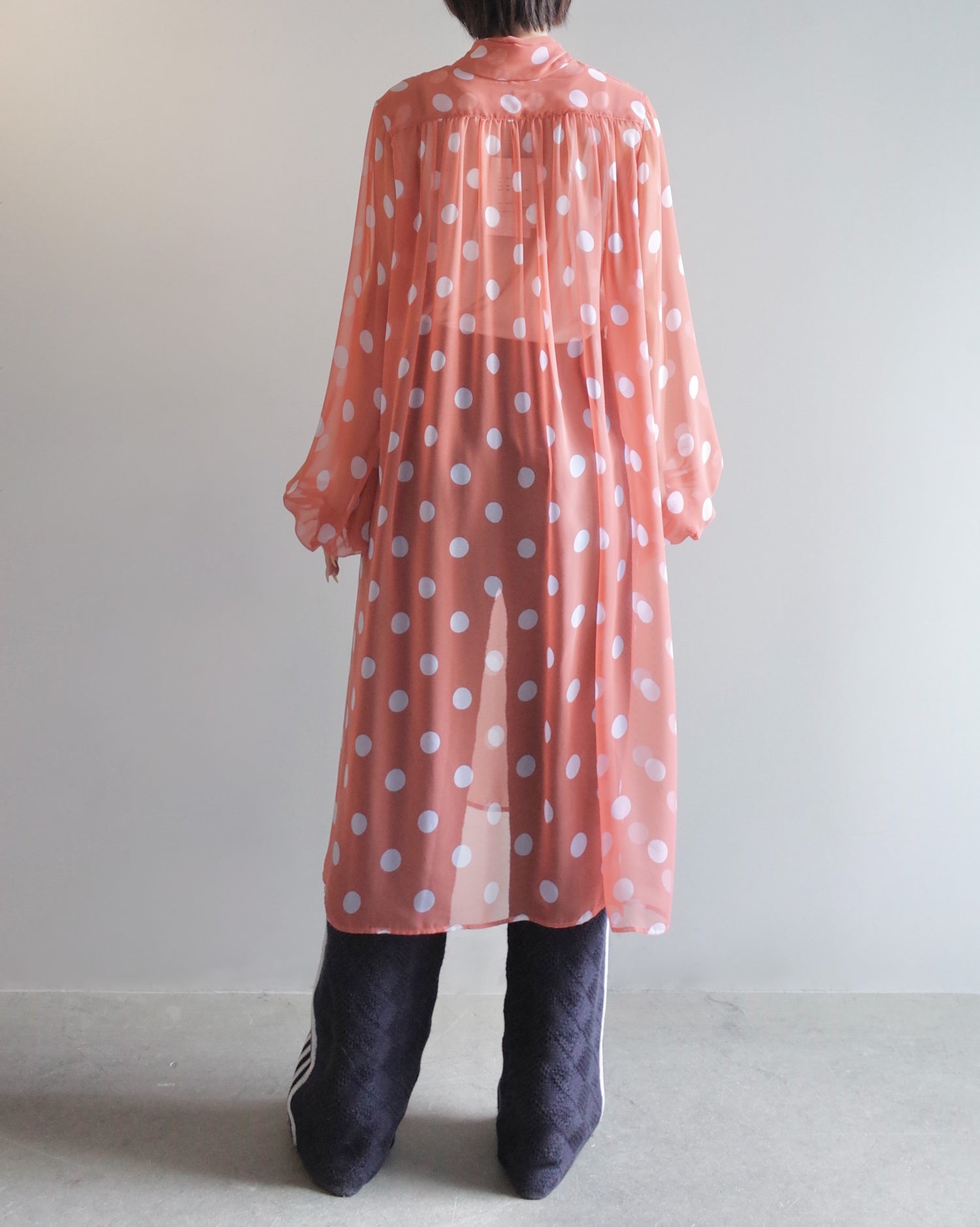 DOT SHEER SHIRT DRESS
