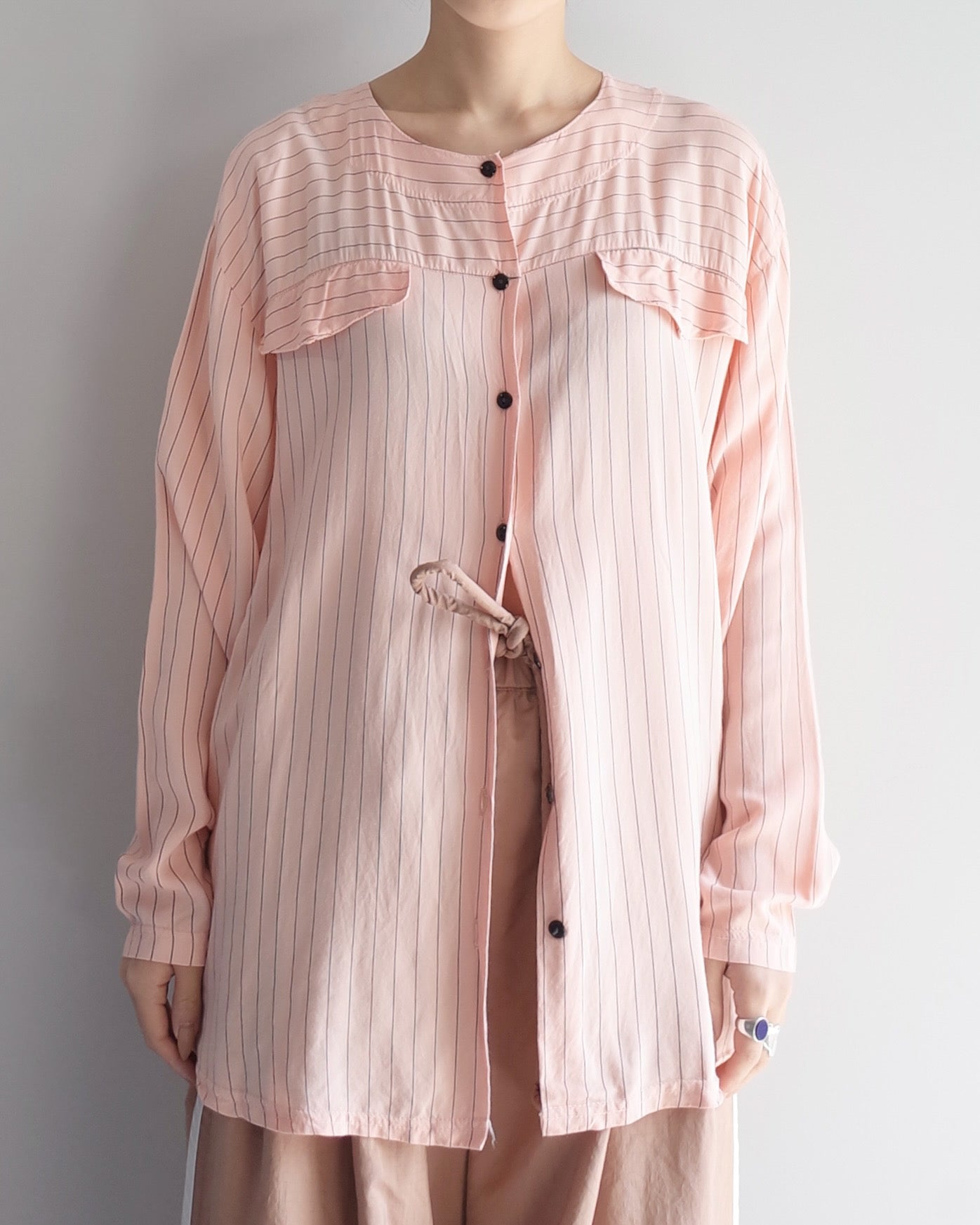 Used / NOCOLLAR STRIPE SHIRT