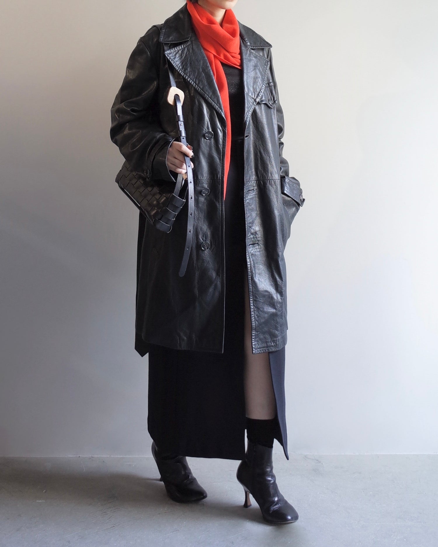 Used / LEATHER STORM COAT