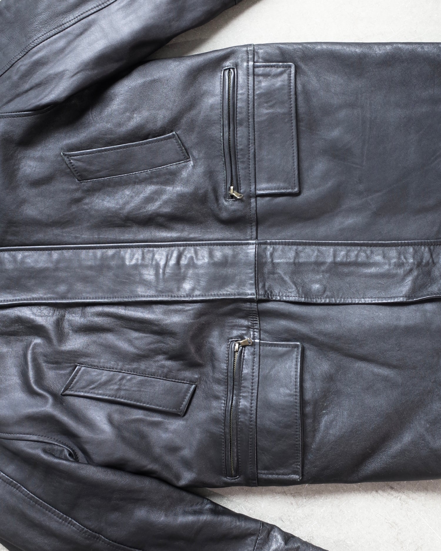 Used / HOODIED LEATHER JACKET