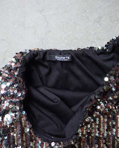 Used / SEQUINS BARE TOP ONEPIECE