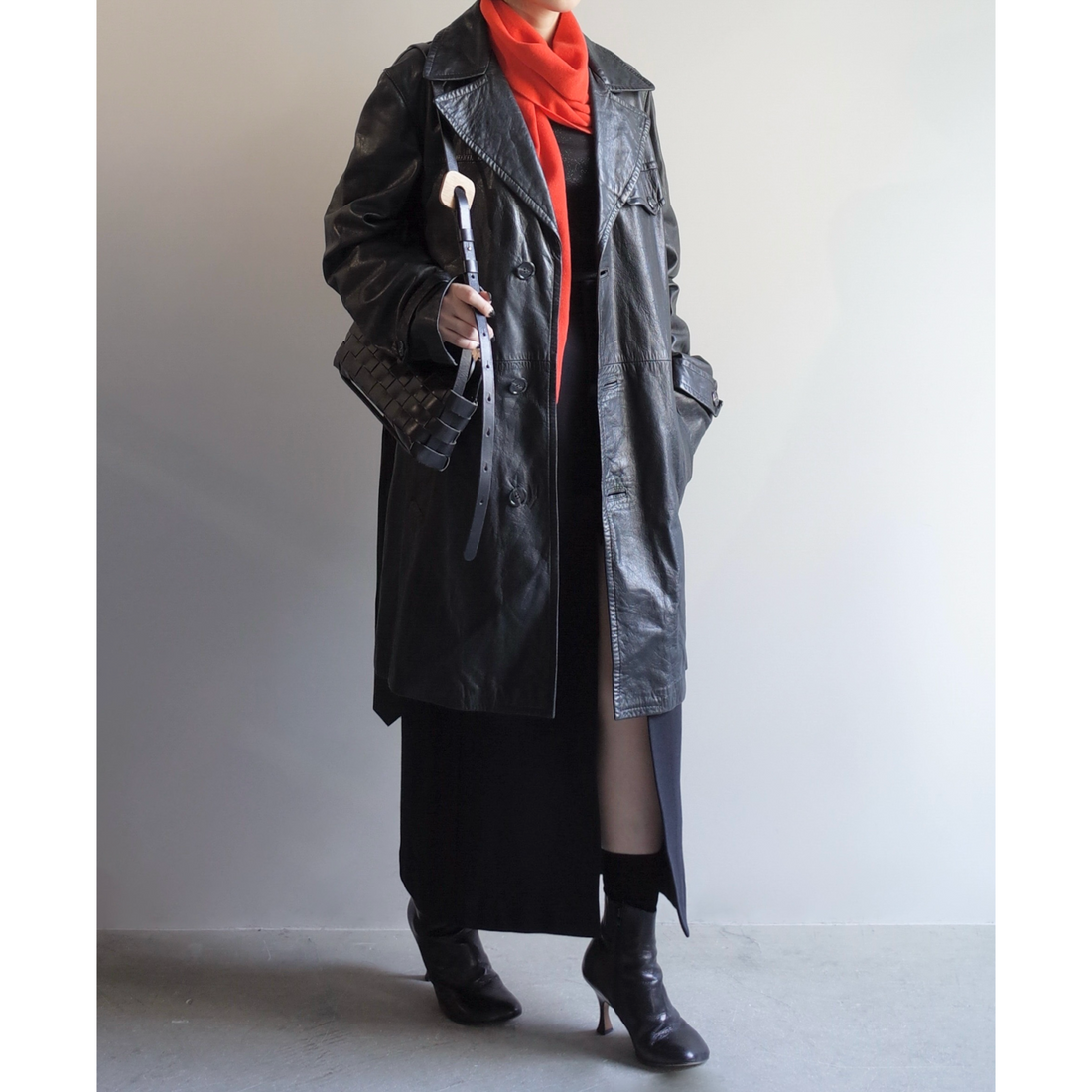 Used / LEATHER STORM COAT