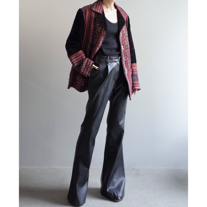 Used / ETHNIC PATTERN VELOUR JACKET