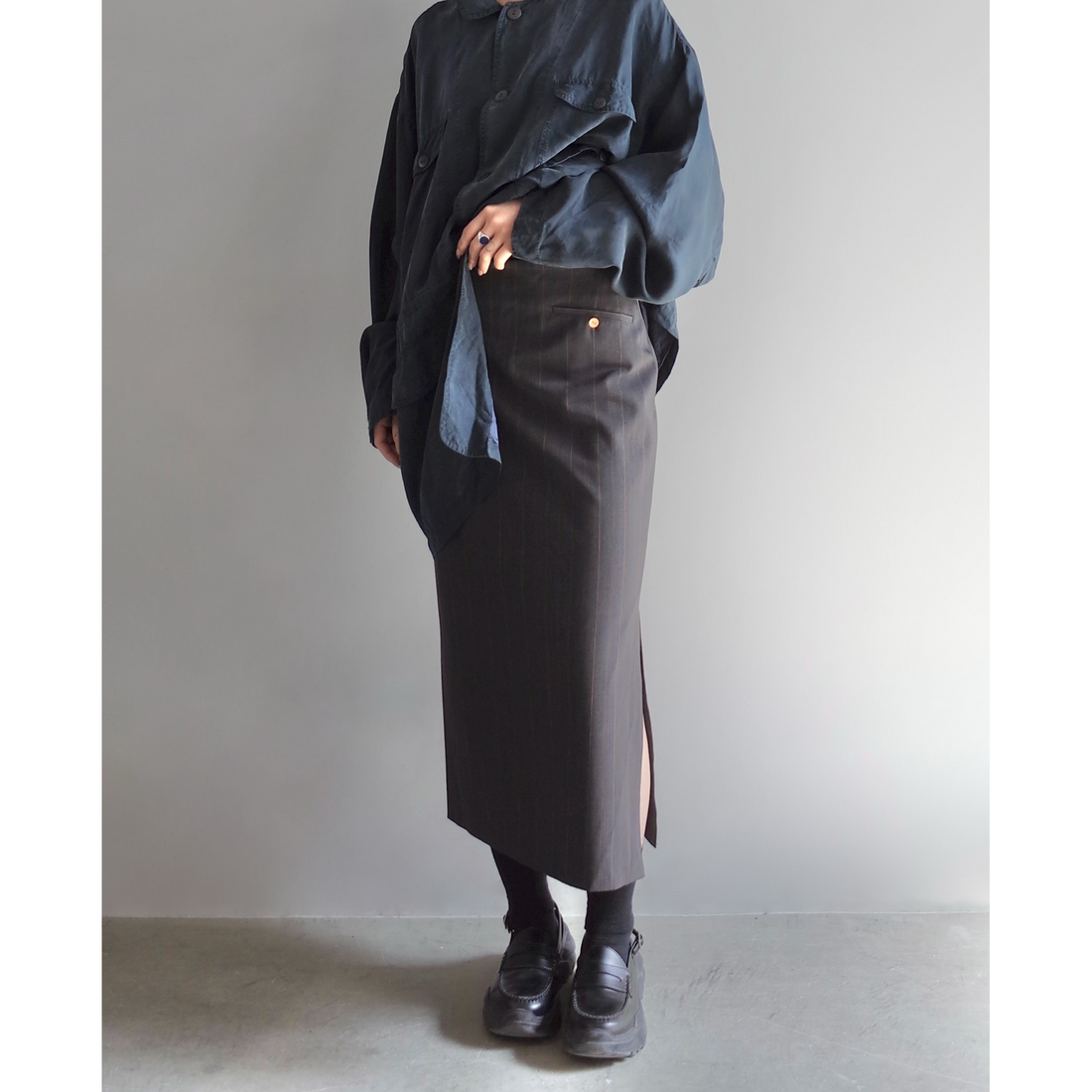 Used / STRIPED STRAIGHT SKIRT