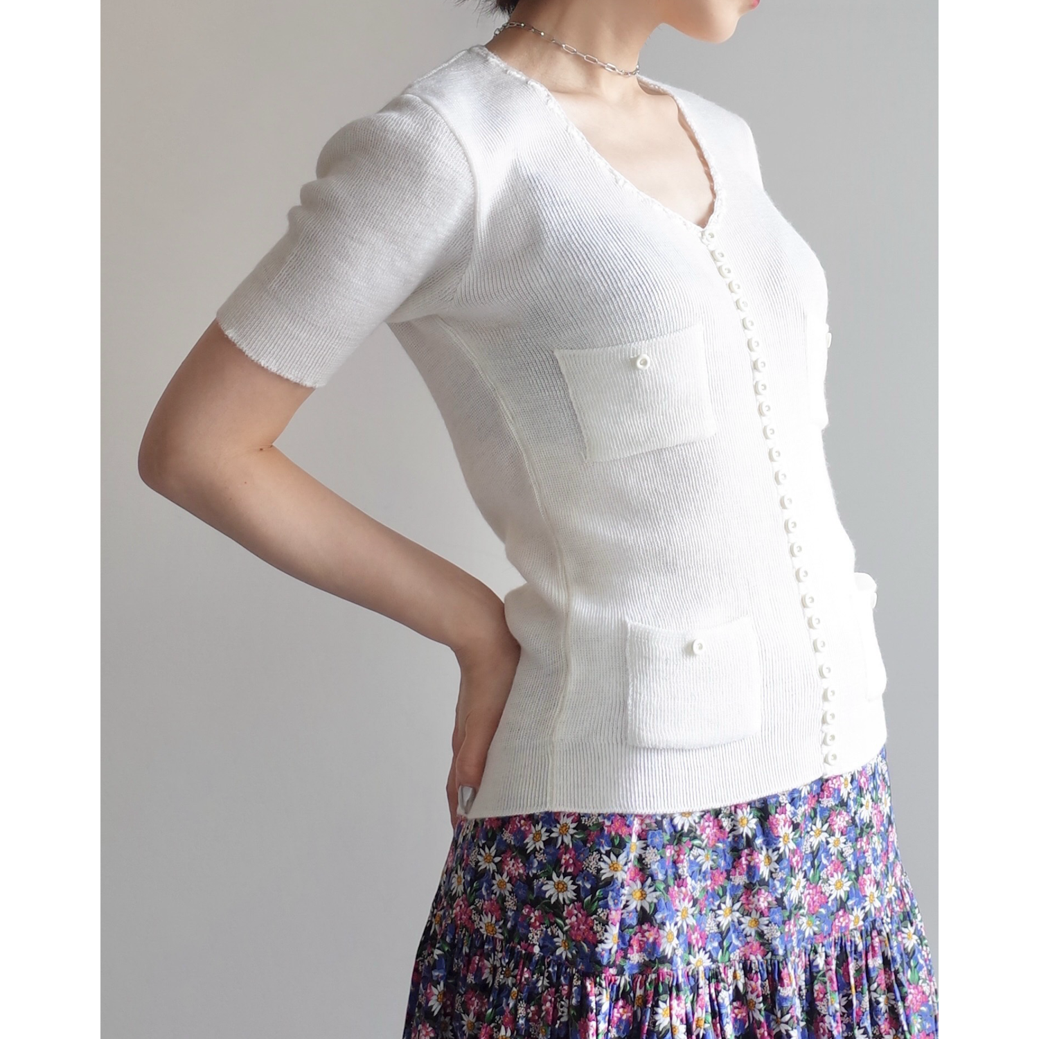 Used / HALF SLEEVE KNIT PULLOVER
