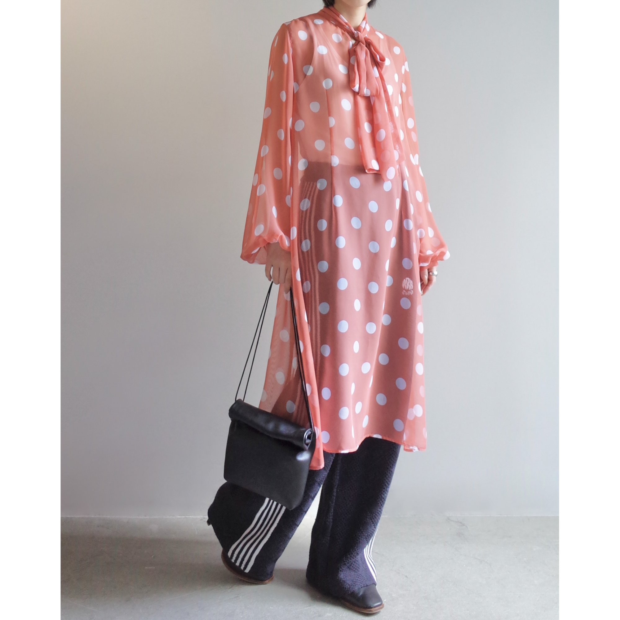DOT SHEER SHIRT DRESS