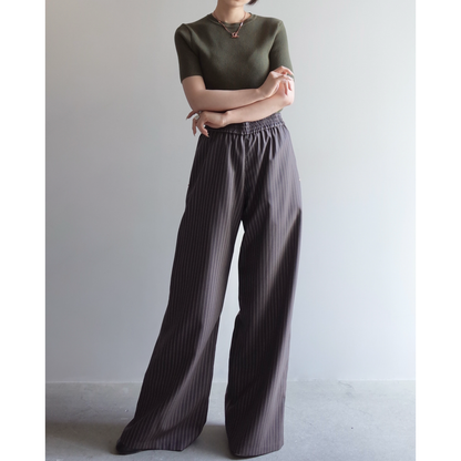 BASIC RIBBED SHORT SLEEVE PULLOVER