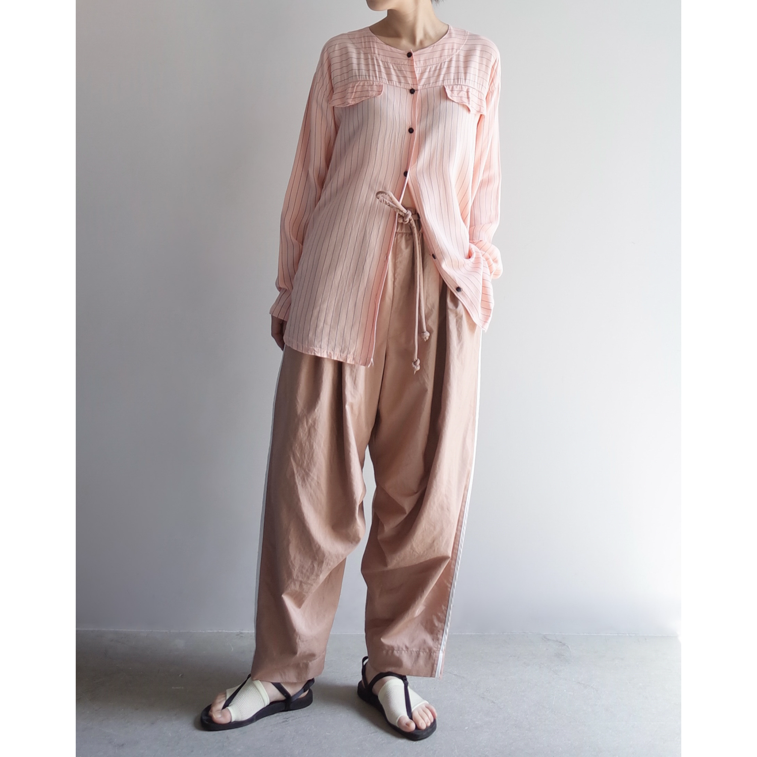 Used / NOCOLLAR STRIPE SHIRT