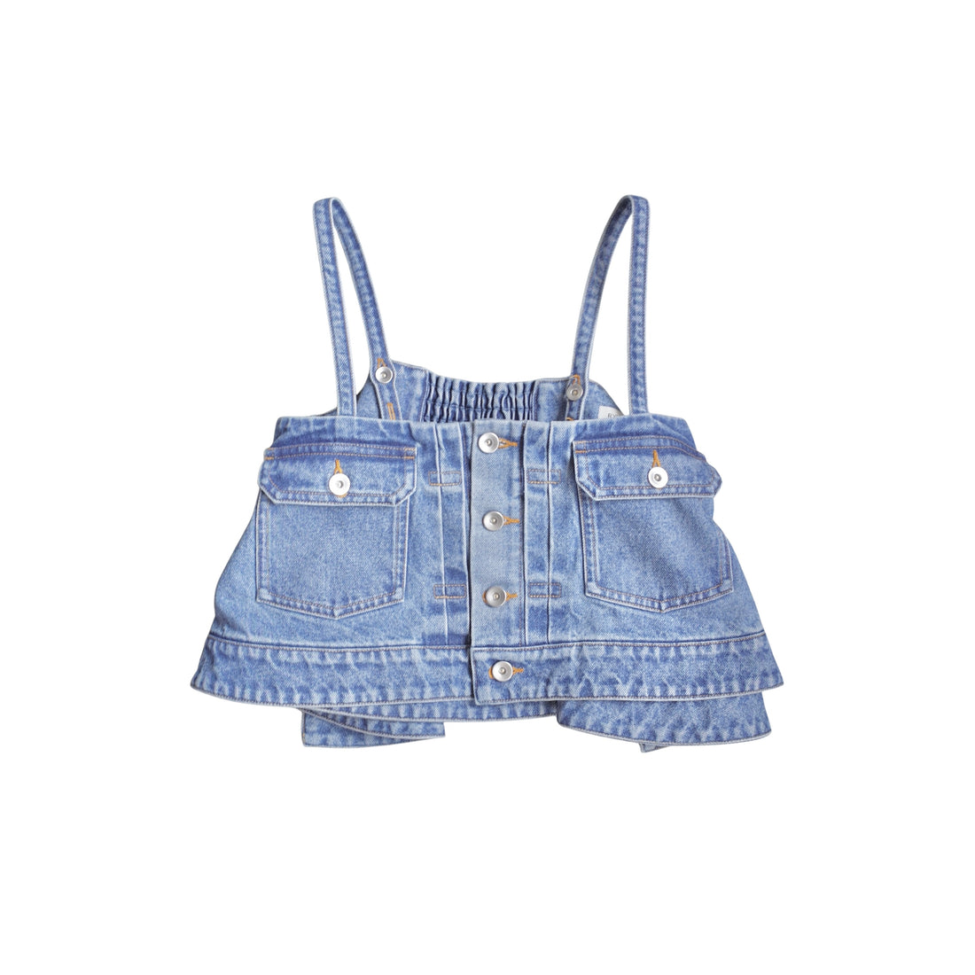 DENIM RUFFLE CAMI TOP