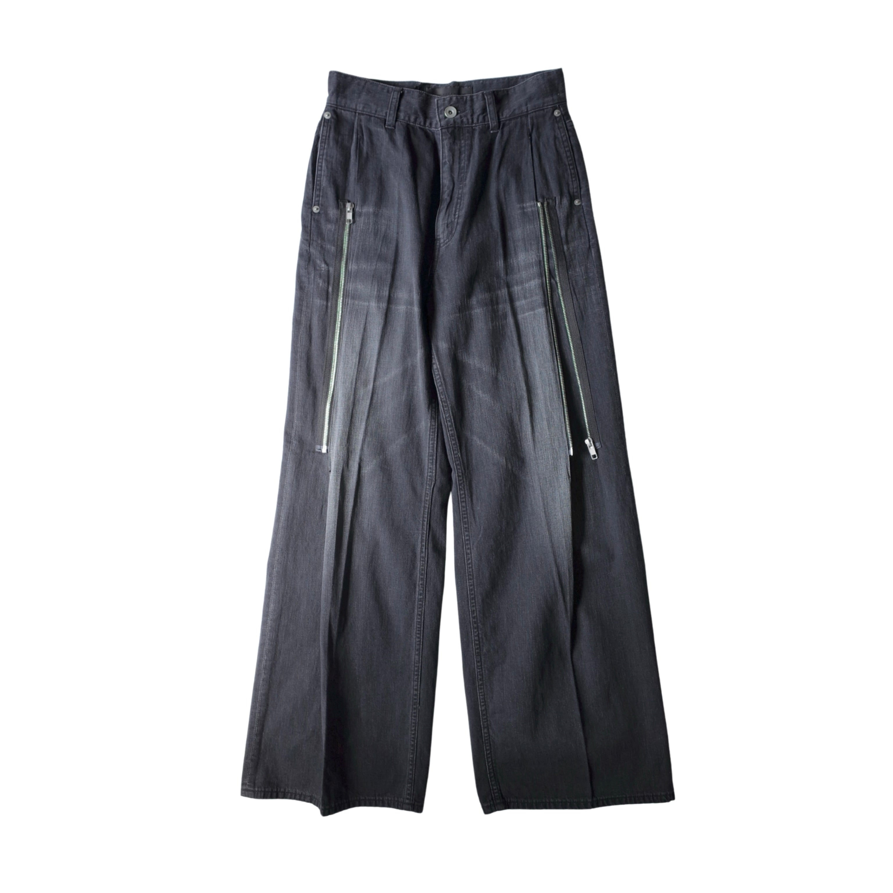 ZIPPED DENIM TROUSERS