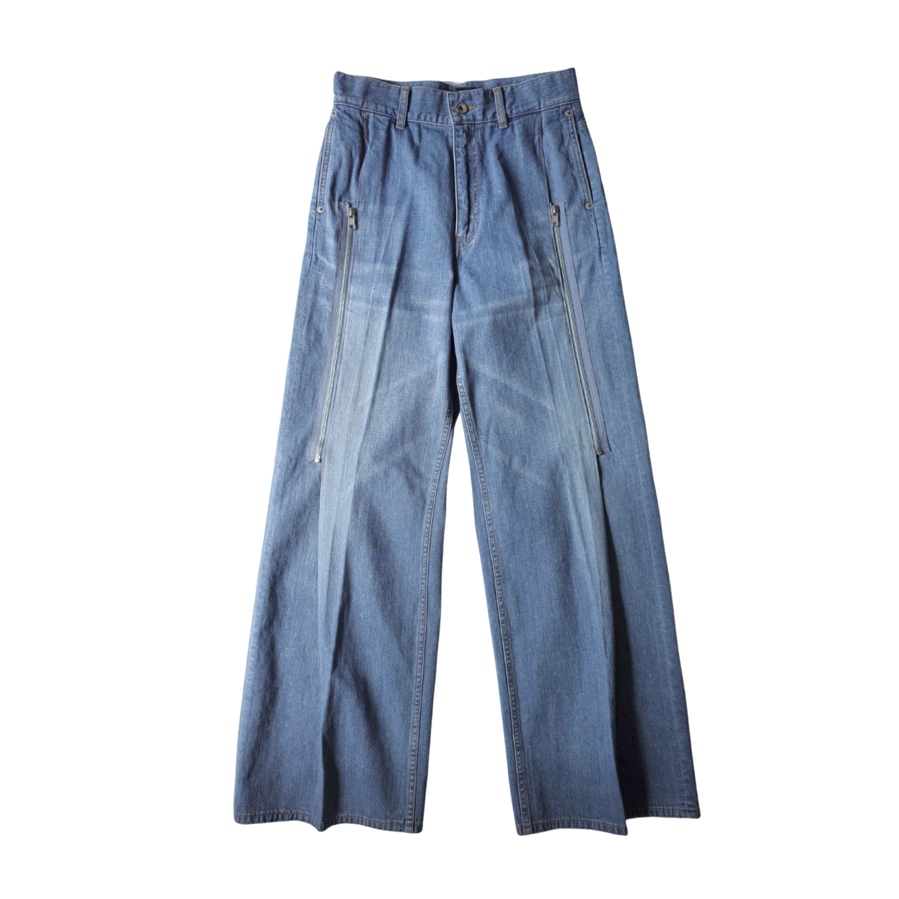 ZIPPED DENIM TROUSERS