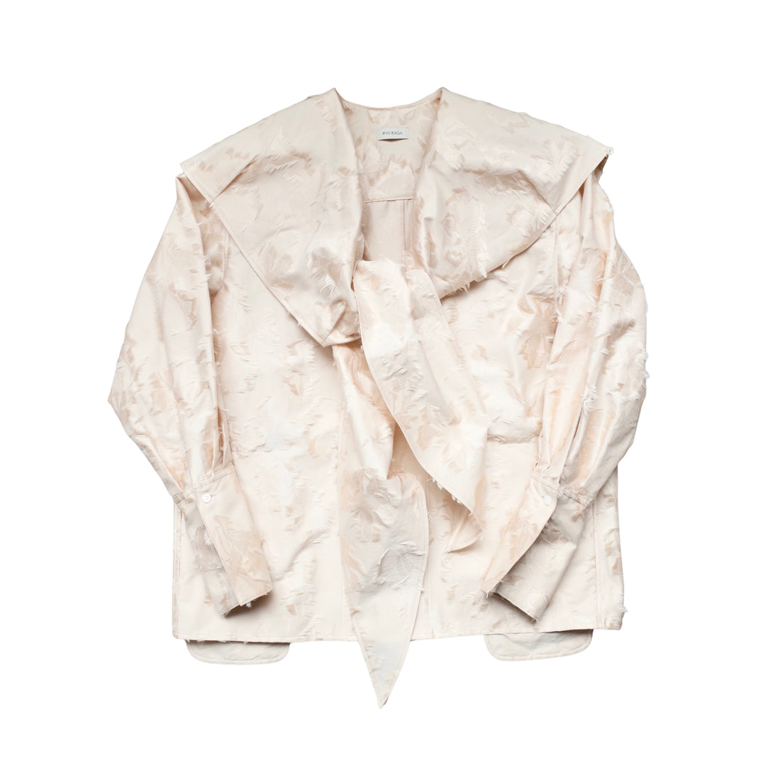 JACQUARD LEAF COLLAR BLOUSE