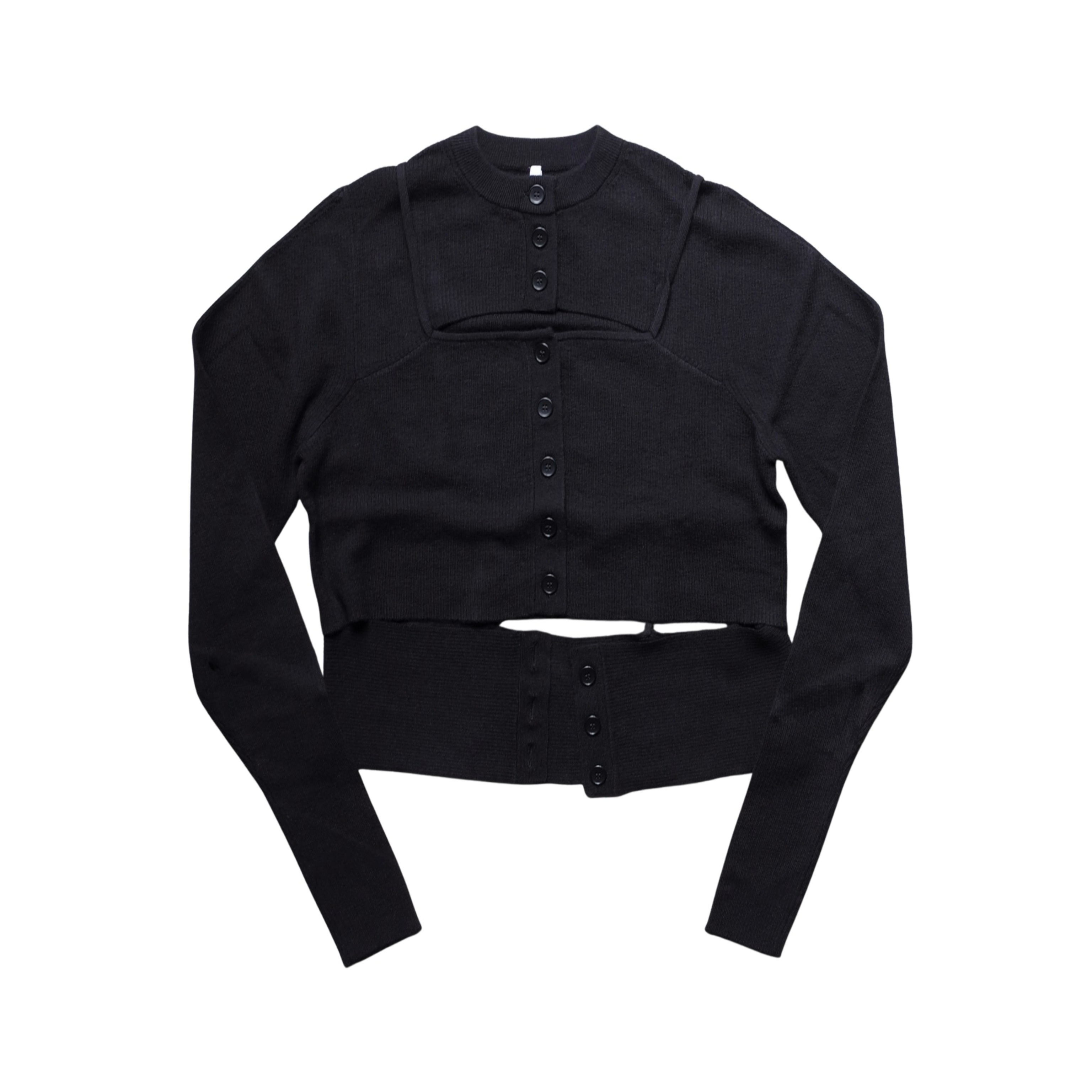 RIB LAYERED CARDIGAN