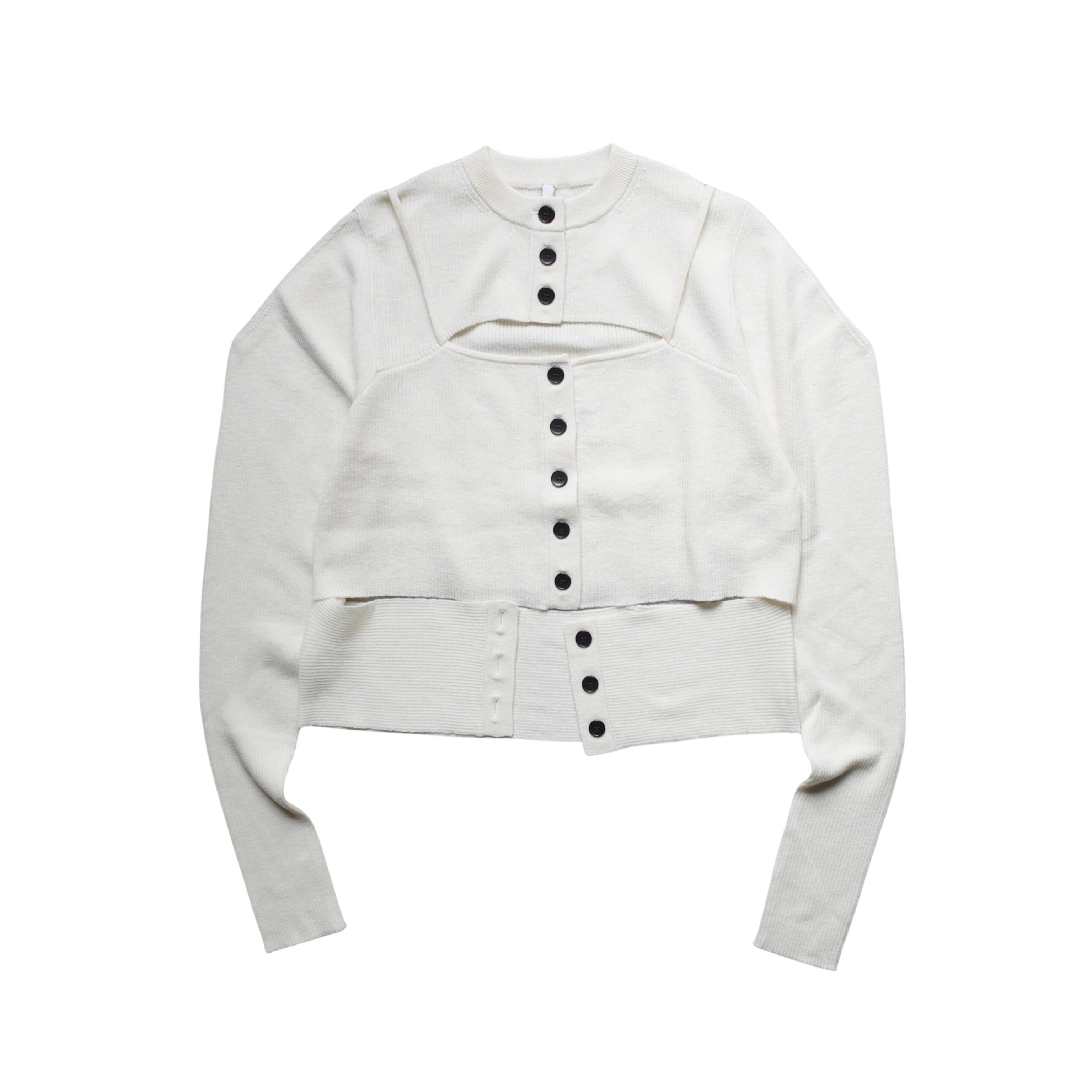 RIB LAYERED CARDIGAN