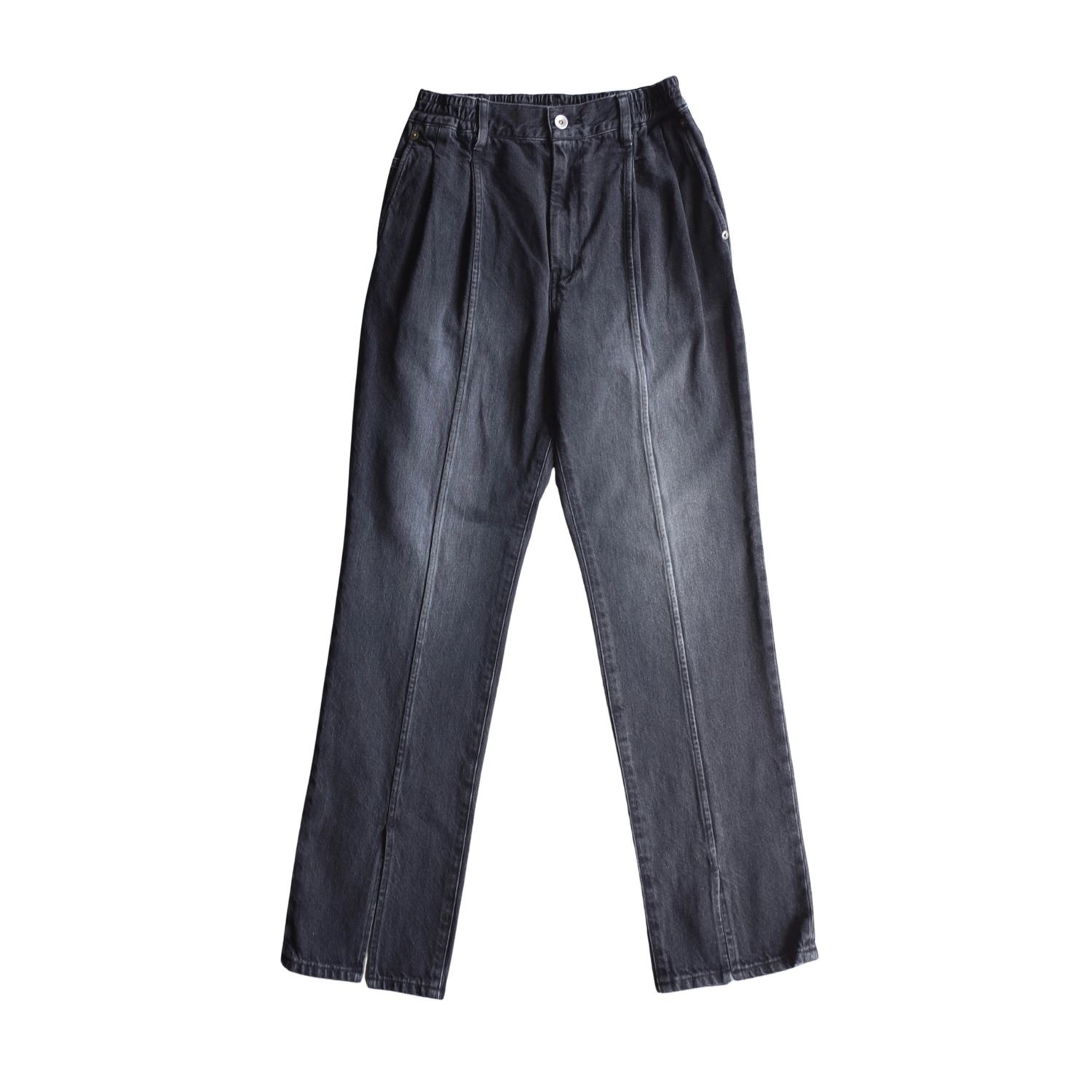 WAIST SHIRRED SLIT JEANS
