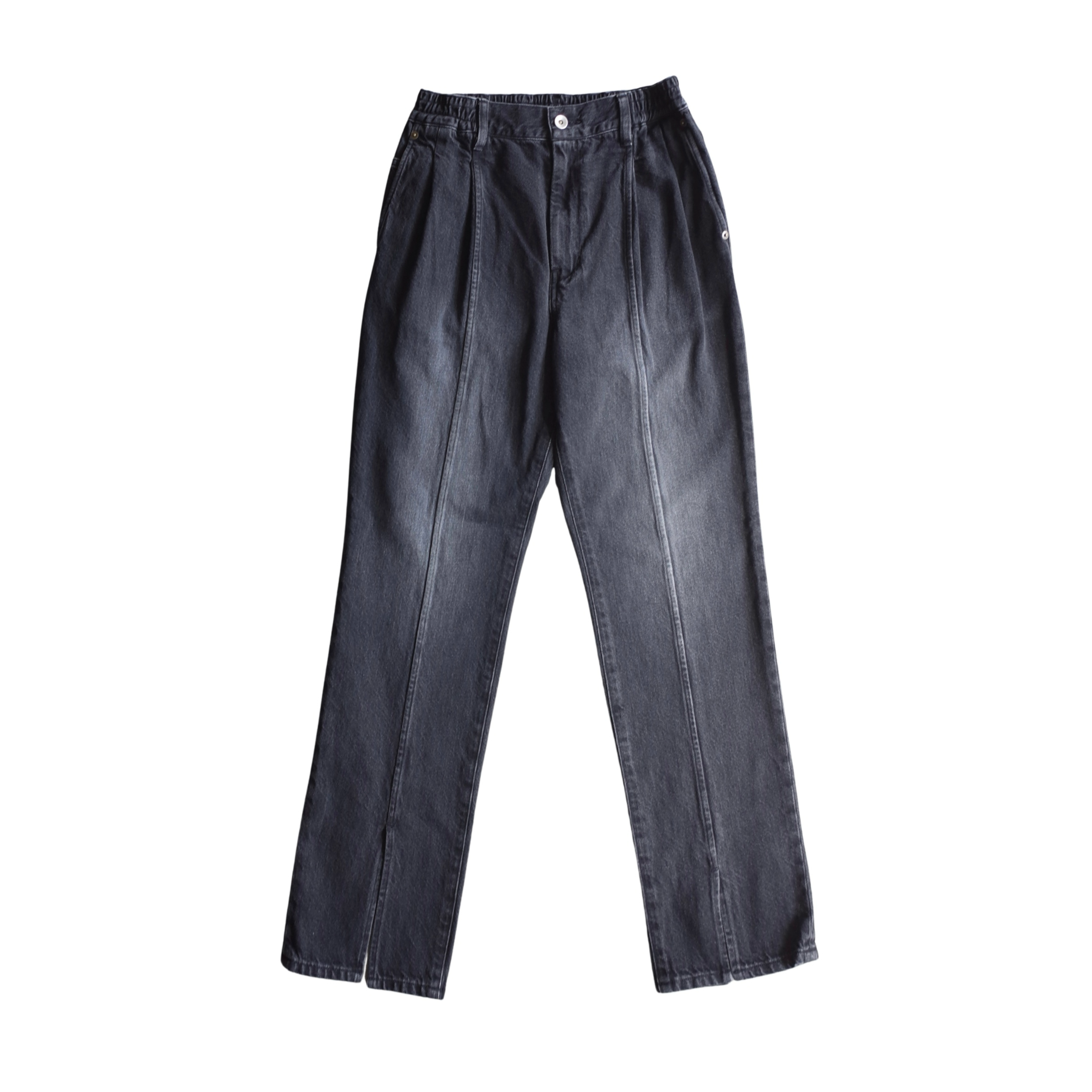WAIST SHIRRED SLIT JEANS