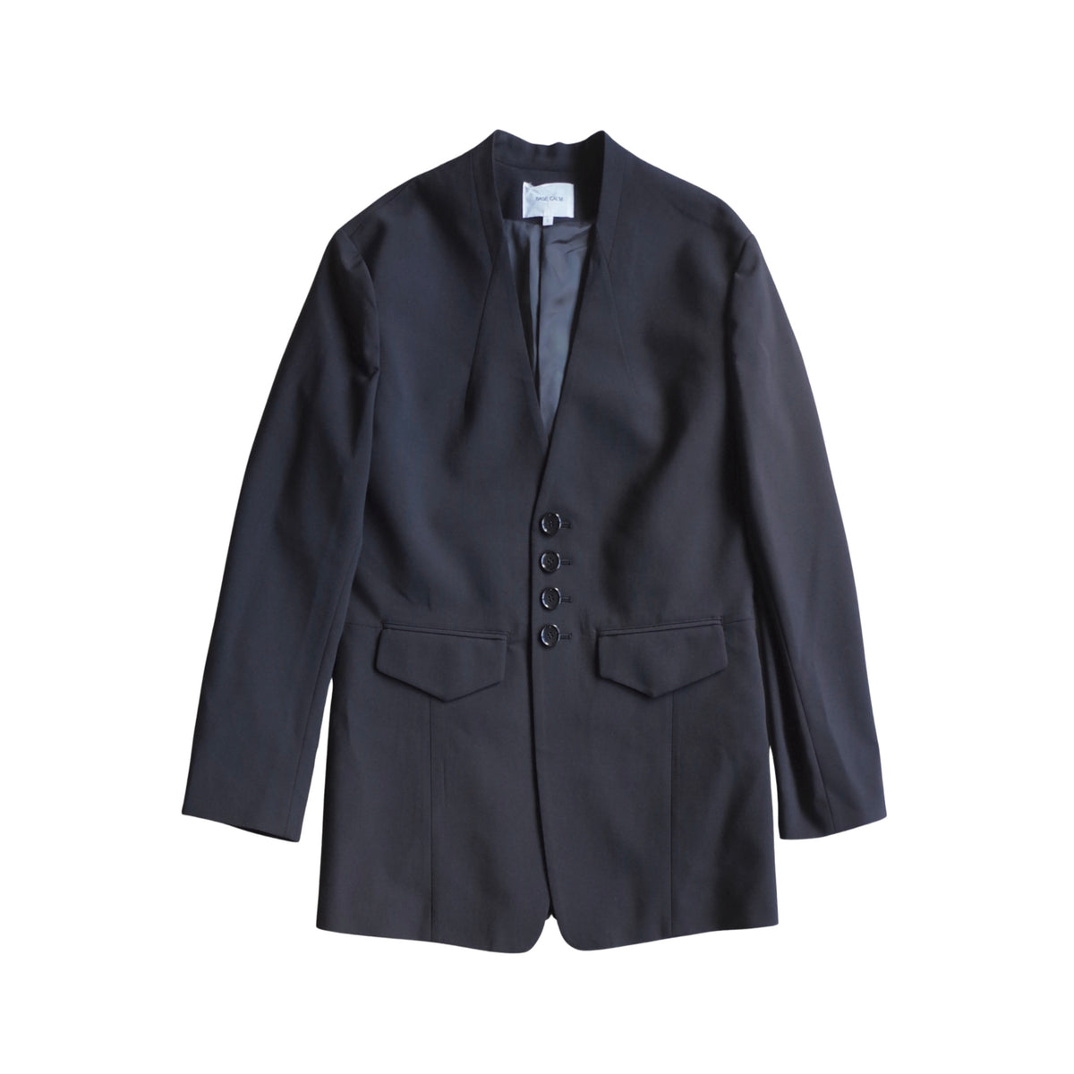 WOOL BLEND NOCOLLAR JACKET
