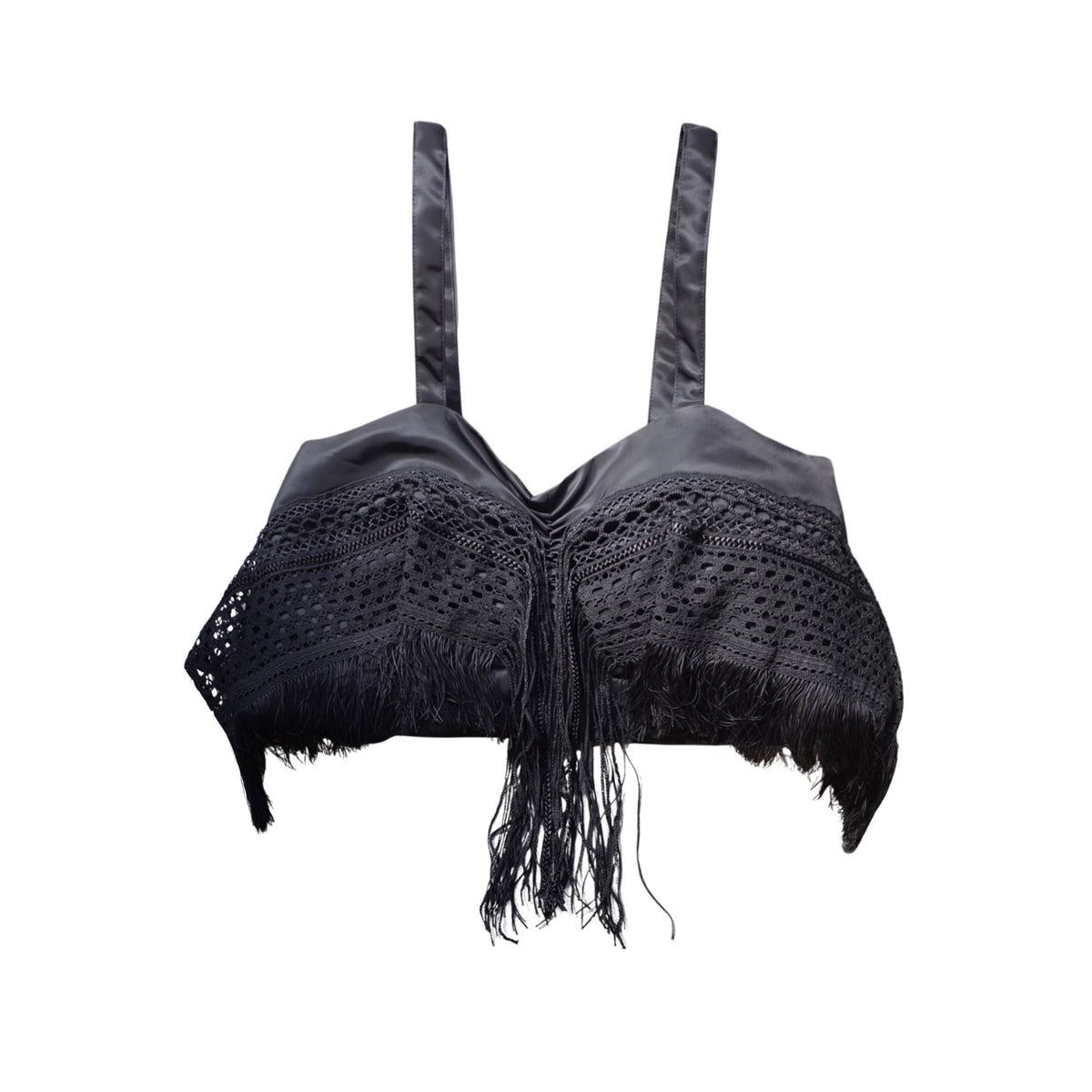 TORSION LACE TRIM NYLON CAMI TOPS