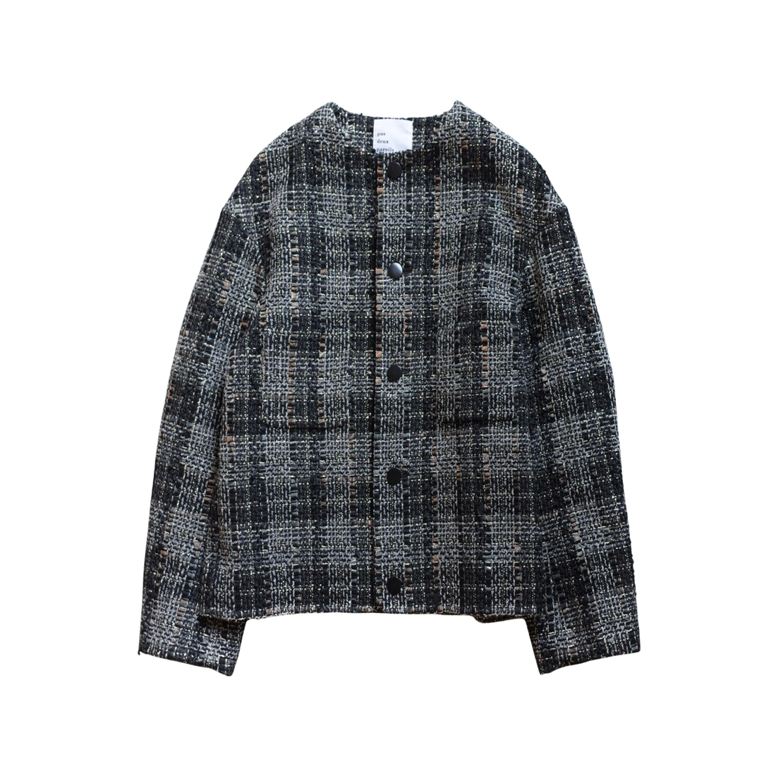 ROUND NECK MARBLE TWEED JACKET